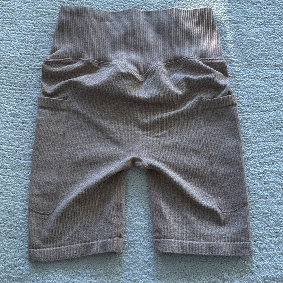 Mono B Ribbed Sports Bikers Shorts in Tan size Small - Picture 3 of 4